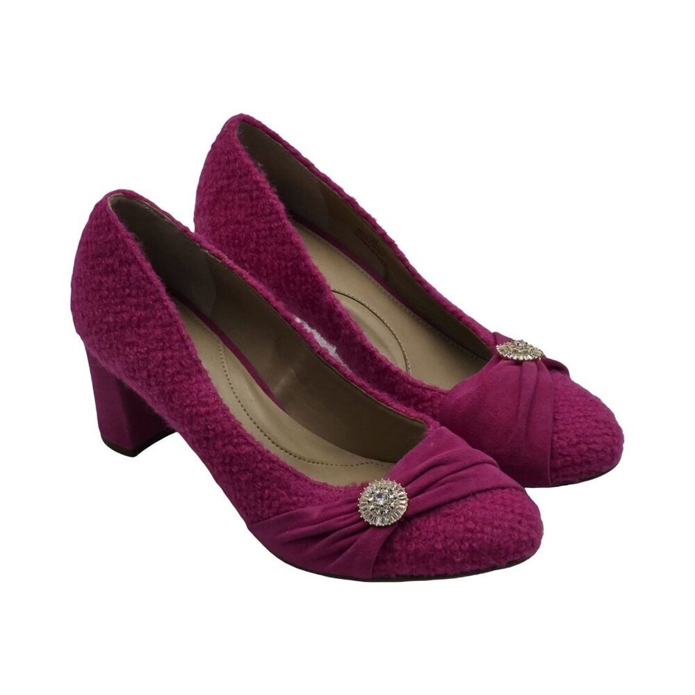 Women's - Talbots Ellery Pink Boucle Block Heel Pumps, Size 7